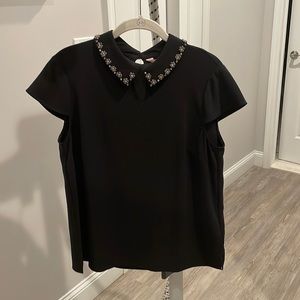Ted Baker London cap sleeve embellished collar blouse size 3